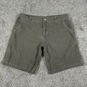 Kühl Mens 40 Vintage Patina Dye Shorts Olive Zip Pockets Athletic Hiking Outdoor